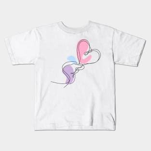 Heart Shaped Hand Draw One Continuous Line Kids T-Shirt